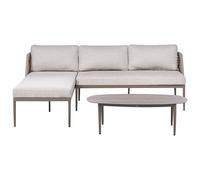 Garden Corner Sofa with Table 3 Seater LEFFE Right Hand Metal Beige