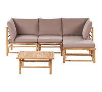Garden Corner Sofa with Table 4 Seater CERRETO Bamboo Taupe Left Hand