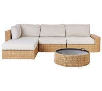 Garden Corner Sofa with Table 4 Seater OLIVERI Right Hand Beige PE Rattan