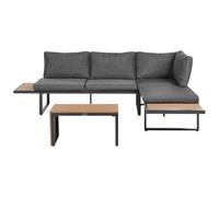 Garden Corner Sofa with Table 4 Seater PIENZA Right Hand Light Brown/ Grey