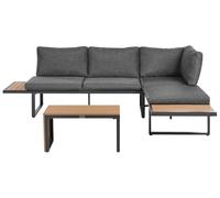 Garden Corner Sofa with Table 4 Seater PIENZA Light Brown/ Grey Left Hand