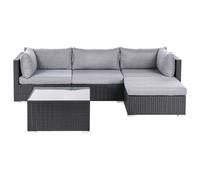 Beliani Garden Corner Sofa With Table 4 Seater Sano Left Hand Pe Rattan Black, Black