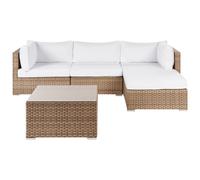 Beliani Garden Corner Sofa With Table 4 Seater Sano Left Hand Natural Pe Rattan Modular