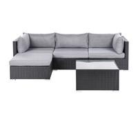 Garden Corner Sofa with Table 4 Seater SANO Right Hand PE Rattan Black