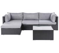 Garden Corner Sofa with Table 4 Seater SANO Right Hand Black PE Rattan