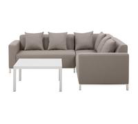 Garden Corner Sofa with Table 5 Seater BELIZE Modular Beige Left Hand