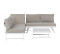 Beliani Garden Corner Sofa With Table 5 Seater Coccorino Metal Taupe, Grey