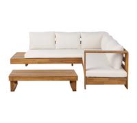 Garden Corner Sofa with Table 5 Seater MARETTIMO Left Hand Certified Acacia Wood Brown