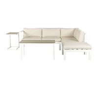 Beliani Garden Corner Sofa With Table 5 Seater Messina Left Hand Metal Beige, White