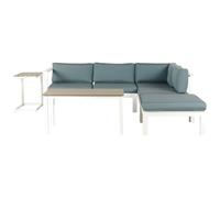 Beliani Garden Corner Sofa With Table 5 Seater Messina Left Hand Metal Green, White