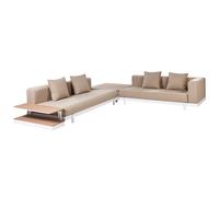Beliani Garden Corner Sofa With Table 5 Seater Missanello Beige, Black