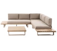 Garden Corner Sofa with Table 5 Seater MYKONOS Acacia Wood Taupe