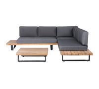 Beliani Garden Corner Sofa With Table 5 Seater Mykonos Right Hand Dark Grey Certified Acacia Wood