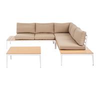 Garden Corner Sofa with Table 5 Seater POSITANO Light Brown