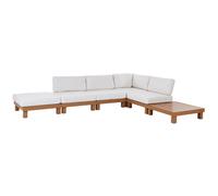 Beliani Garden Corner Sofa With Table 5 Seater Sanza Left Hand Modular Metal White, White