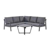 Beliani Garden Corner Sofa With Table 5 Seater Vizzini Metal Grey, Grey