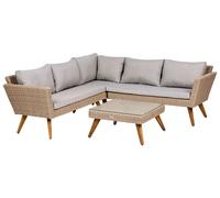 Beliani Garden Corner Sofa With Table 6 Seater Vittoria Pe Rattan Grey