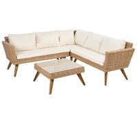 Garden Corner Sofa with Table 6 Seater VITTORIA Off-White PE Rattan