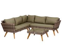Beliani Garden Corner Sofa With Table 6 Seater Vittoria Pe Rattan Olive Green