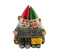Garden Couple in Love Collectible Lovers Romantic Statue,Adorable Hand Painted Couple with Grow Old with Me, The Best is Yet to Be. Indoor Outdoor Figurine Home Garden Patio Lawn Décor