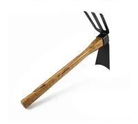 Garden Cultivator Hoe and Rake 2 in 1 Dual Headed Hand Held Hoe and Rake Thickened Wooden Handle Flower and Vegetable Planting Tools Garden Weeding Tool for Home Garden Farming Agriculture