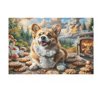 Garden Cute Corgi 1000 Piece Premium Jigsaw Puzzle Adult Jigsaws Brain Training Hobby Home Decor Winter Gift Unique Shaped Recycled Cardboard 1000 PCS/75x50cm