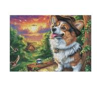 Garden Cute Corgi 300 Piece Jigsaw Puzzle for Adults Jigsaw Cozy Night In Activity Colourful Challenge Great Gift for Puzzle Lovers Stress Reliever 300 PCS