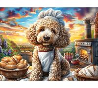 Garden Cute Poodle 300 Piece Complete Jigsaw Puzzle Set Dreamy Scenic Fauna Teens Beginners Educational Challenge Puzzle Fans Group Play Anniversary Fathers Thick Cardboard 300 PCS