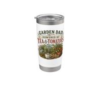 Garden Dad Powered By Tea and Tomatoes Funny Gardening Stainless Steel Insulated Tumbler