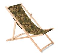 Garden Deck Chair Adjustable Backrest Beech Wood Foldable Classic Comfortable