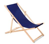 Garden Deck Chair Beech Wood Wooden Foldable 3-Step Backrest Adjustment Beach HQ