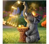 Garden Decor Watering Elephant Statues, Housewarming, Birthday Gifts for Women Mom Grandma, Garden Sculptures- Outdoor Statue Solar Lights Ornament for Yard Patio Balcony