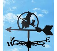 Garden Decor Weather Vane - Black Ornamental Wind Direction Pointer for the Garden, Eagle Metal Weather Vane, Roof/Courtyard/Outdoor/Garden Decoration, Witch with Cat