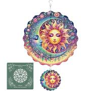 Garden Decor Wind Spinners Outdoor - Mystical Sun and Moon Hanging Garden Wind Spinners 12 inch 3D Stainless Steel Yard Art Windmill Lawn Ornaments for Outdoor Patio Lawn Gifts for Women Mom Grandma