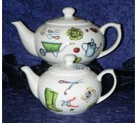 Garden Design teapot - Porcelain teapot Decorated All Over with Garden Design 6 Cup teapot Holds 1 Litre