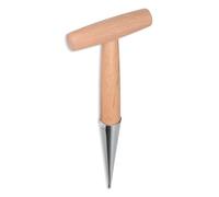 Garden Dibber Tool for Planting Seed,Stainless Steel Seed Dibber with Long Handle,T Shape Wooden Handle Hand Held Bulb Planter for Planting Seeds, Saplings and Bulbs with Ease and Precision