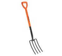 Garden Digging Fork Heavy Duty 4 Prong Carbon Steel D Shape Handle Rust Proof