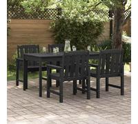 Garden Dining Chair Black Plastic 65.5x55.5x88cm Weatherproof Stackable Set of 4