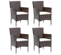vidaXL Garden Dining Chairs 4 pcs Poly Rattan Brown, Brown