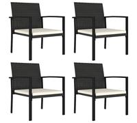 Garden Dining Chairs 4pc Black Poly Rattan Powder-Coated Steel 58.5x53x83cm set