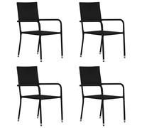 vidaXL Garden Dining Chairs 4 pcs Stackable Outdoor Chair Black Poly Rattan