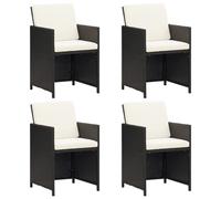 Garden Dining Chairs with Cushions 4 pcs Black Poly Rattan Berkfield Home Black One Size