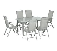 Garden Dining Funiture Set Table 6 Chairs Patio Outdoor Aluminium Grey 7 Piece