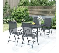 Garden Dining Set 100x100cm Table 4x Foldable Reclining Steel Chairs Anthracite