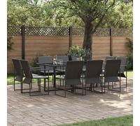 Garden Dining Set Black Steel Outdoor Terrace Furniture Contemporary vidaXL