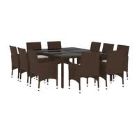 Garden Dining Set 11 Piece Poly Rattan Brown Table Chair 200/250 cm vidaXL