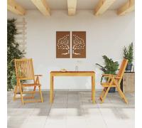 Garden dining set 110x55x75cm Solid Acacia Wood Natural 2 Foldable Chairs Patio