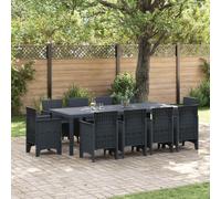 Garden Dining Set 11pc Anthracite Polypropylene Rectangular 10-Seater Cushion