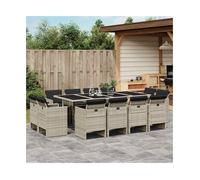 Garden dining set 13-piece Light Grey 220x106x73cm PE Rattan Anthracite Cushions