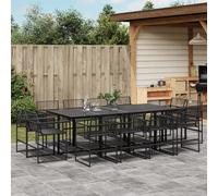 Garden Dining Set 13pc Black PE Rattan Powder-Coated Steel 110x107x72cm